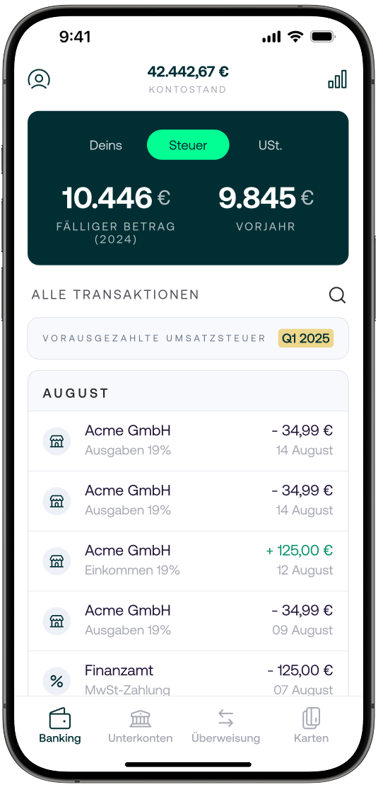 Kontist Geschäftskonto Steuerberechnung