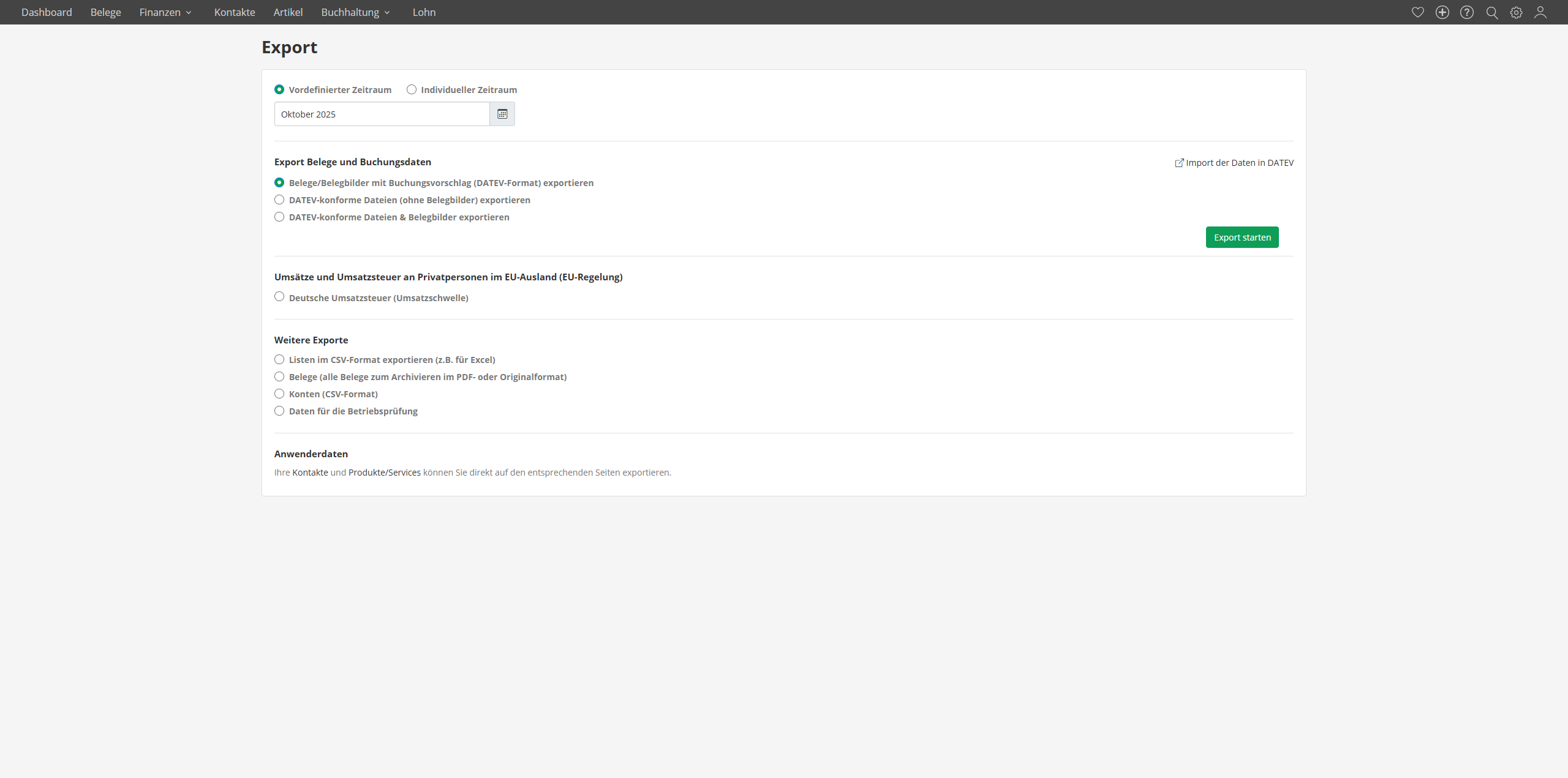 Lexware Office DATEV-Export