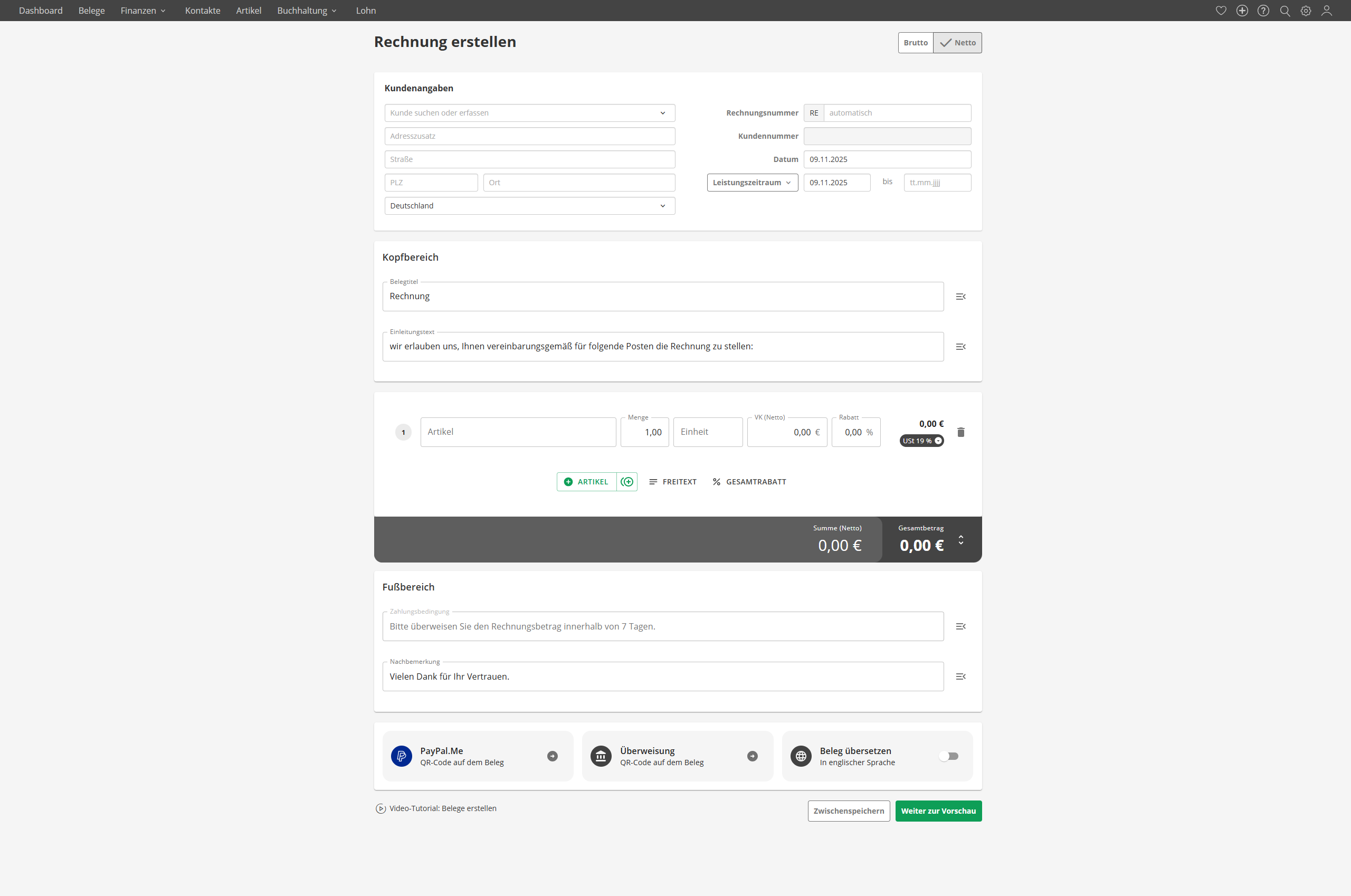 Rechnung erstellen mit Lexware Office